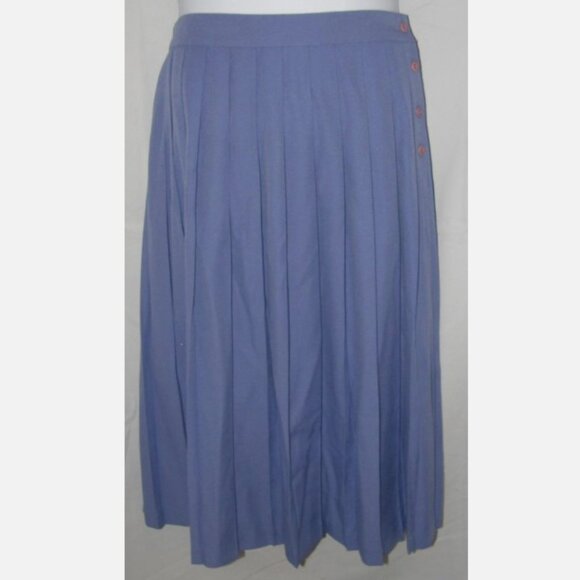 Vintage Purple Sz 16 Casual or Dress Pleated Side Button Midi Skirt LIZ BAKER - Picture 1 of 3